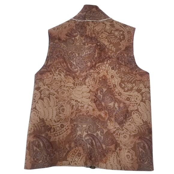 Jones New York Sport Suede Western Print Shearling Vest Jacket - Picture 2 of 11